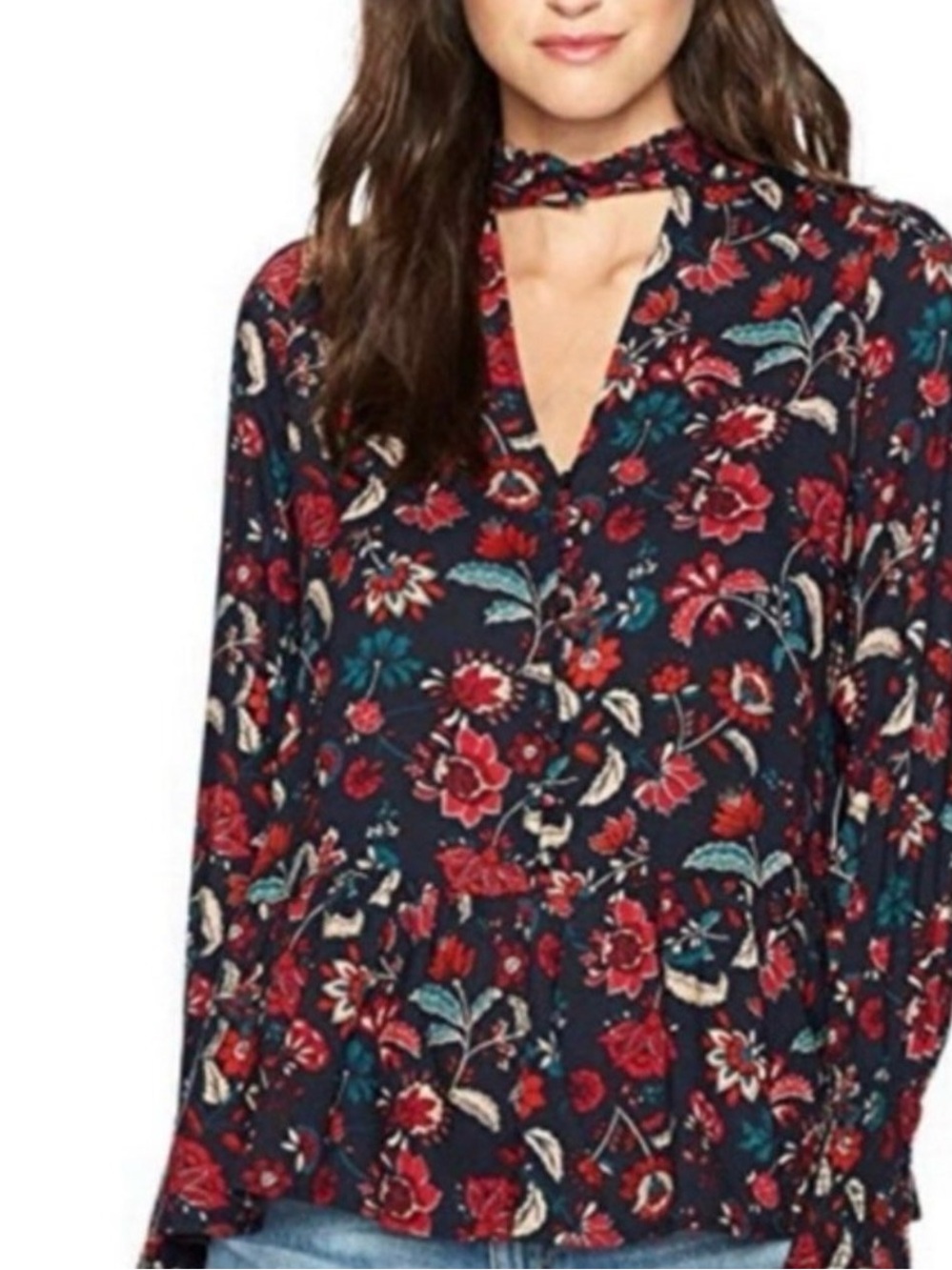 William Rast Ramsey choker peasant blouse